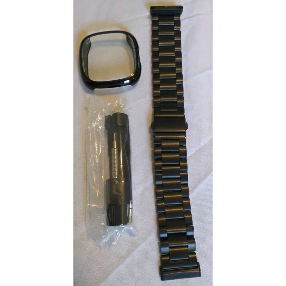 Apple Watch Ultra 49mm Black Metal Link Bracelet Band w/ Case & Tool